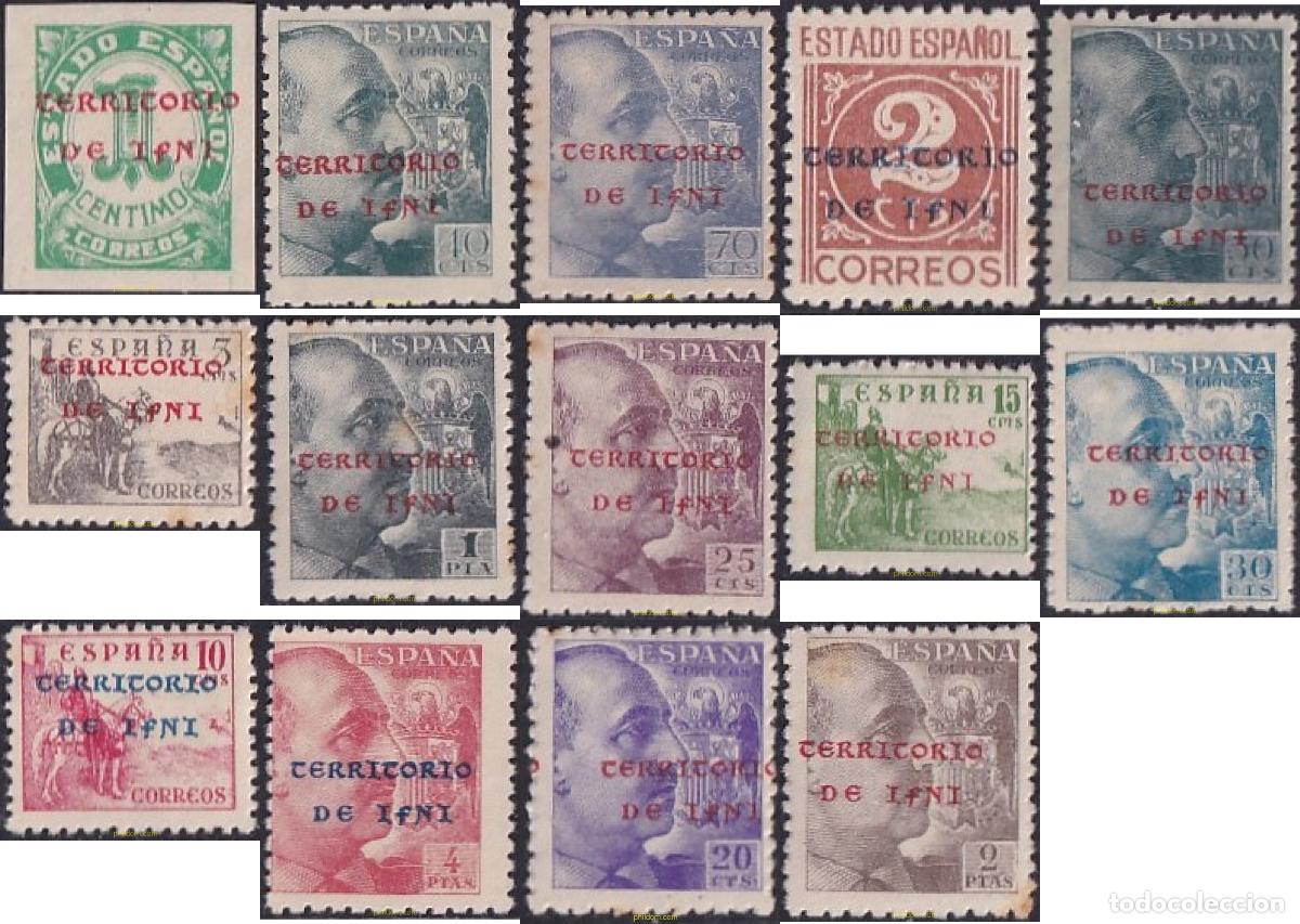 Sellos: 718339 MNH IFNI 1941 MOTIVOS VARIOS. SELLOS DE ESPA&Ntilde;A DE 1938-1940 SOBREIMPRESOS