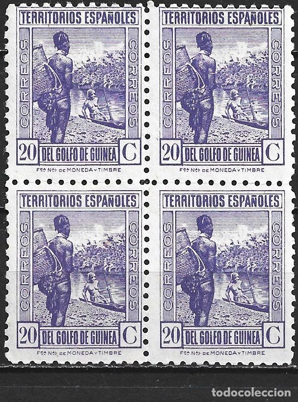 Sellos: GUINEA ESPA&Ntilde;OLA EDIFIL NUM. 265 NUEVOS SIN GOMA EN BLOQUE DE 4