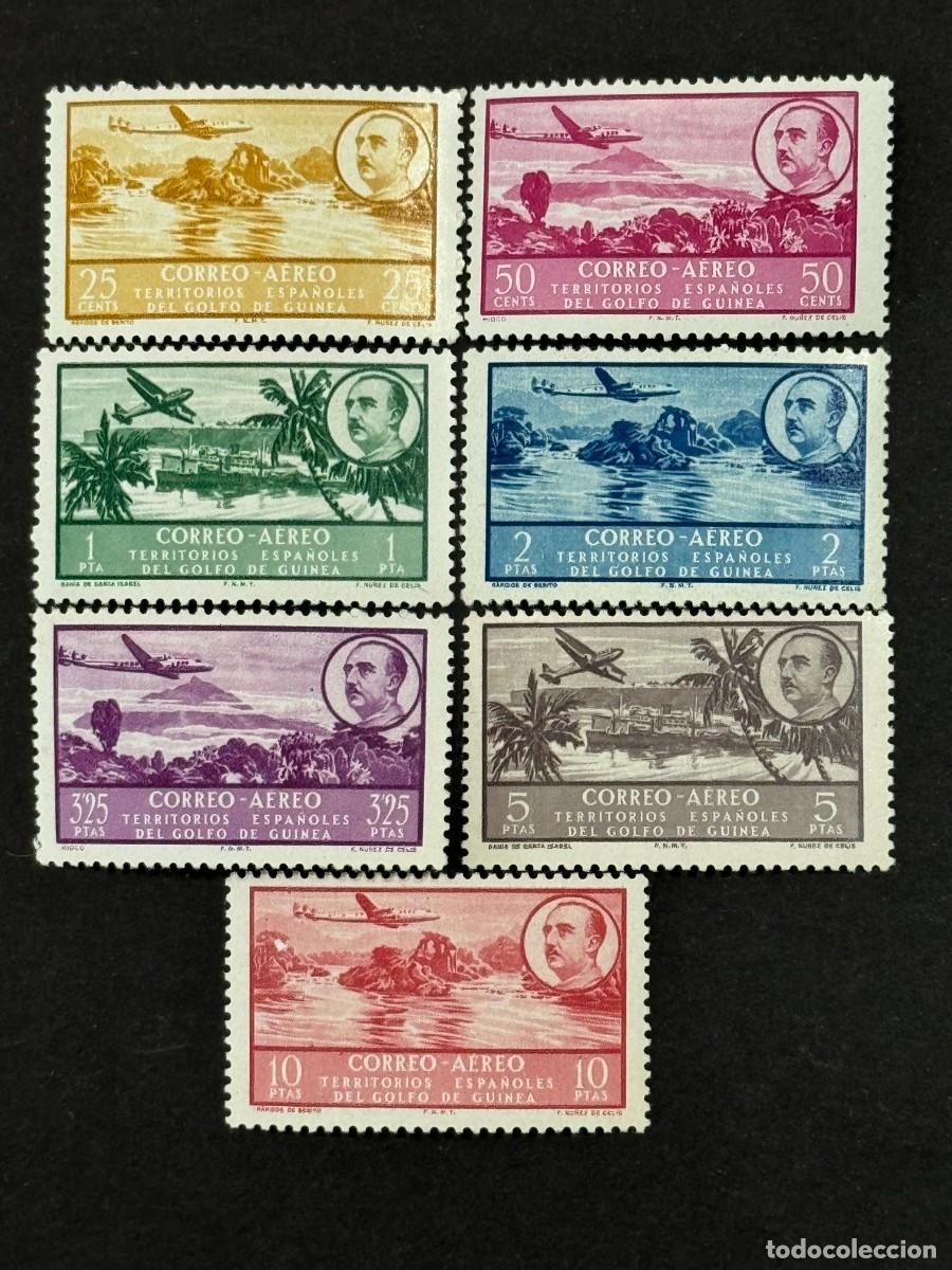 Sellos: Guinea, Serie b&aacute;sica, 1951, Edifil 298 al 304, nuevos con fijasellos