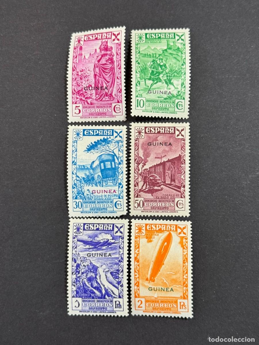 Sellos: Guinea, Sellos ben&eacute;ficos de Espa&ntilde;a, habilitados, Benef. 1938, Edifil 1 al 6, nuevos con fijasellos