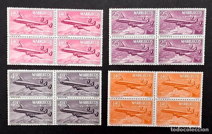 Sellos: Marruecos Zona Norte 1956 bloques de 4