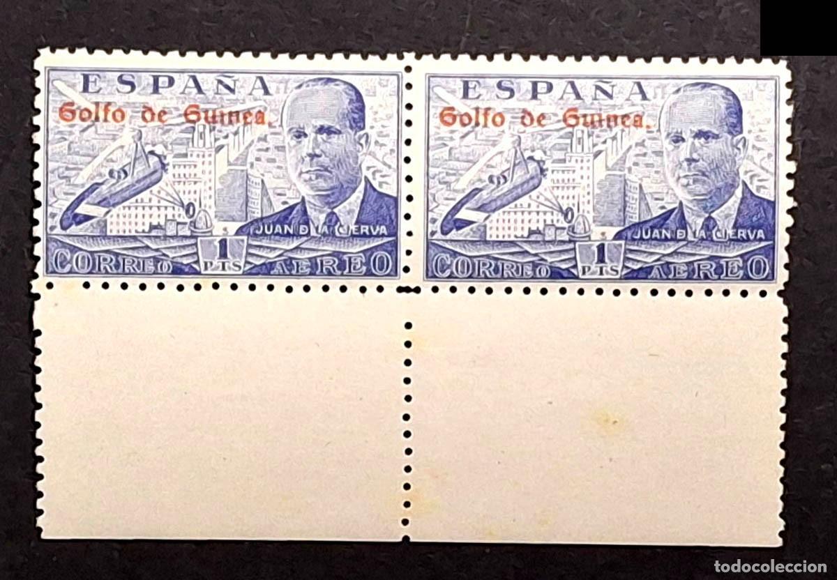 Sellos: Pareja Guinea Espa&ntilde;ola 1942 Juan de la Cierva, Sobrecargados Golfo de Guinea