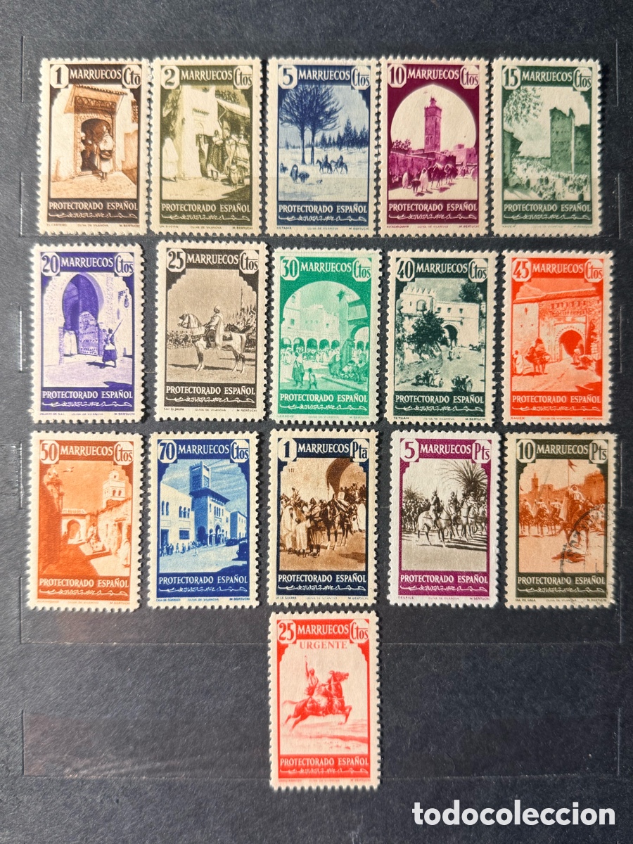 Sellos: Espa&ntilde;a. 1940. Estado Espa&ntilde;ol. Marruecos. Edifil 200/212 y 214/216. Nuevos */** y usados.