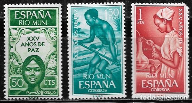 Sellos: RIO MUNI 1965, EDIFIL 60/62 - XXV A&Ntilde;OS DE PAZ. MNH.
