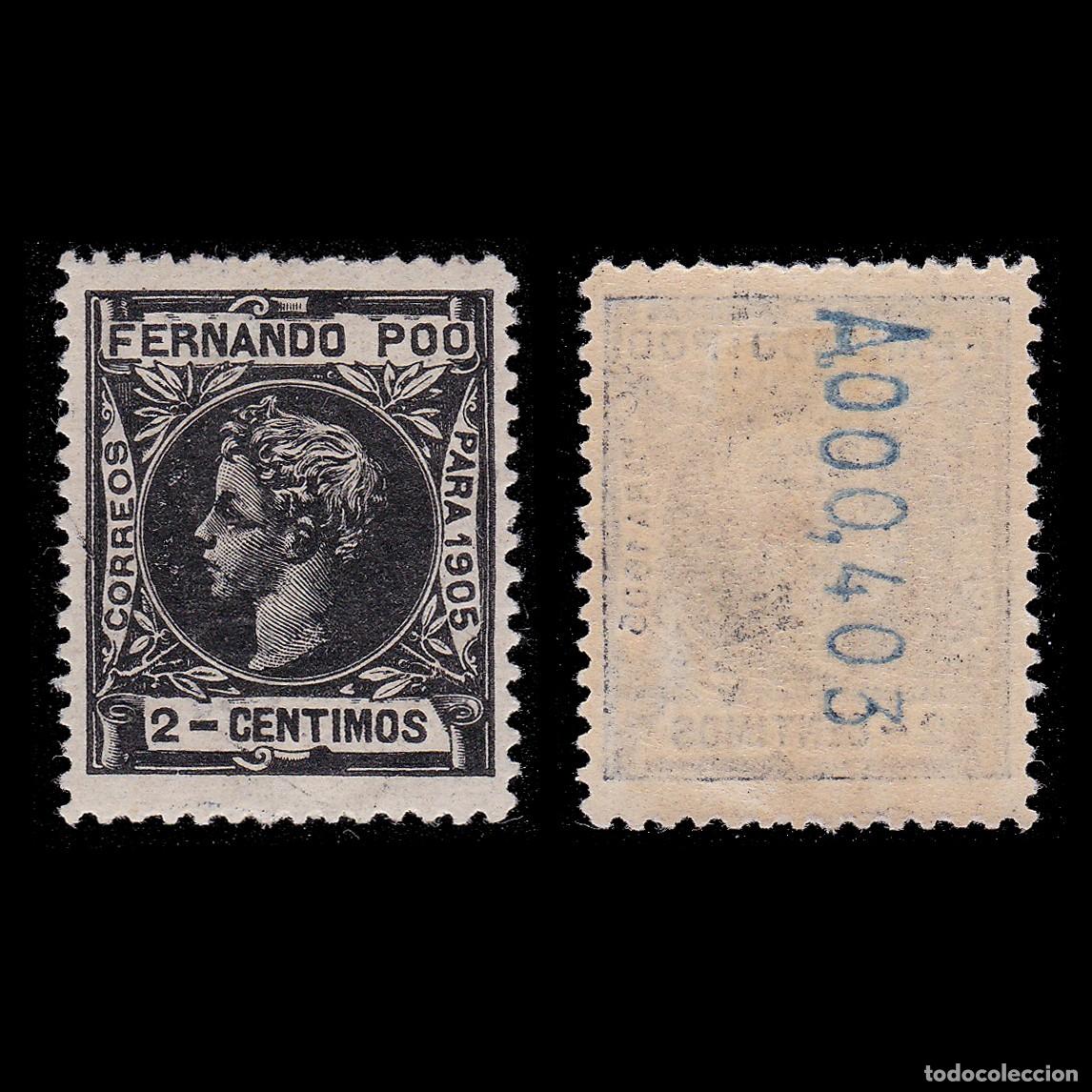 Sellos: FERNANDO POO. 1905. Alfonso XIII. 2c MH. Edifil 137 + OBSEQUIO