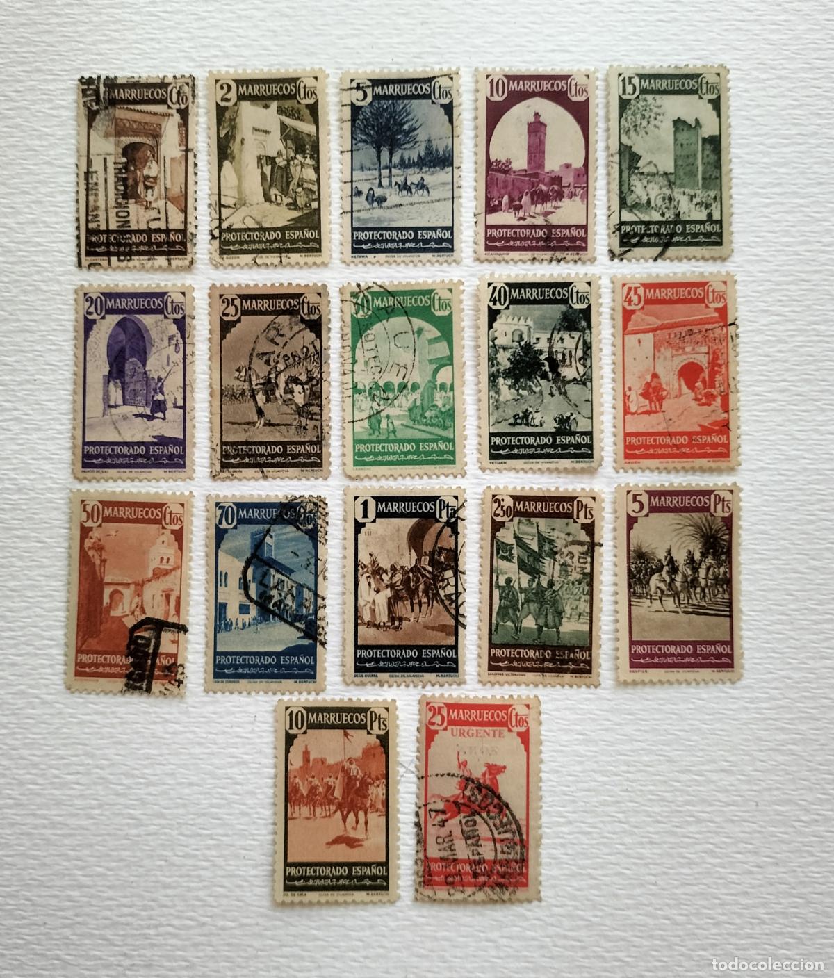 Sellos: SELLO ESPA&Ntilde;A (MARRUECOS) COLECCI&Oacute;N COMPLETA (17 VALORES) - EDIFIL 200 al 216.