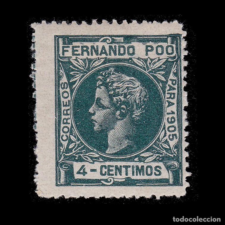 Sellos: FERNANDO POO. 1905. Alfonso XIII. 4c Nuevo*. Edifil 139 + OBSEQUIO