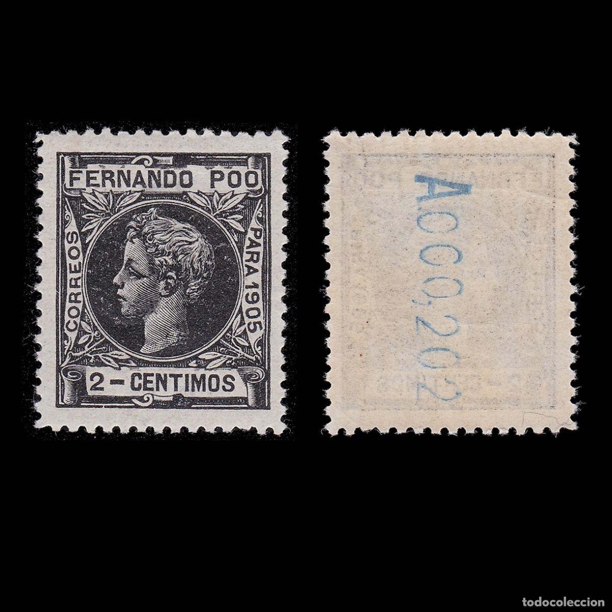 Sellos: FERNANDO POO. 1905. Alfonso XIII. 2c MNH.** Edifil 137 + OBSEQUIO