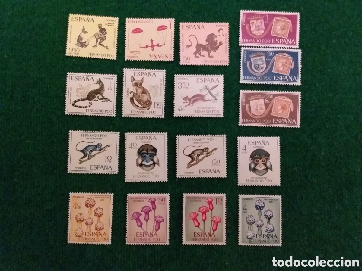 Sellos: FERNANDO POO A&Ntilde;OS 1966-7-8 CINCO SERIES COMPLETAS CON SELLOS MNH **