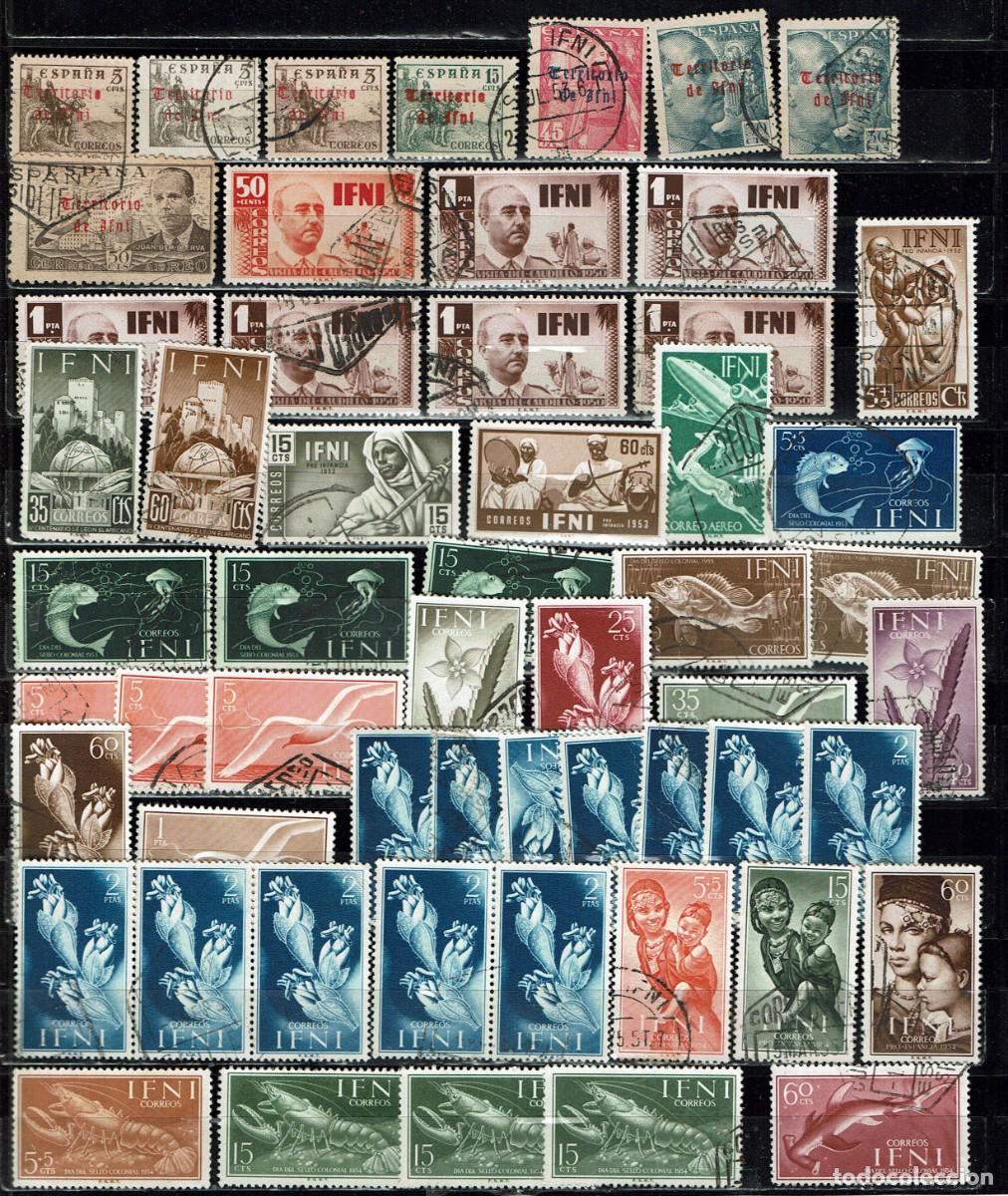 Sellos: IFNI - SELECCI&Oacute;N DE 89 SELLOS DIFERENTES USADOS : A&Ntilde;OS 1948 A 1967