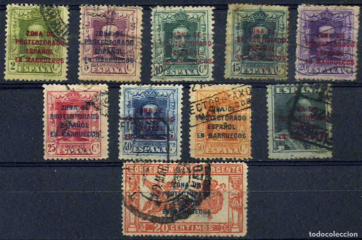 Sellos: Marruecos Espa&ntilde;ol 1923 Edifil 81/90&ordm; (usados).