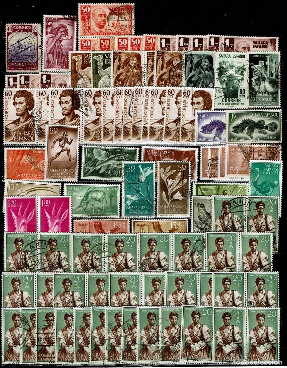 Sellos: SAHARA - SELECCI&Oacute;N DE 117 SELLOS DIFERENTES USADOS : A&Ntilde;OS 1943 A 1972