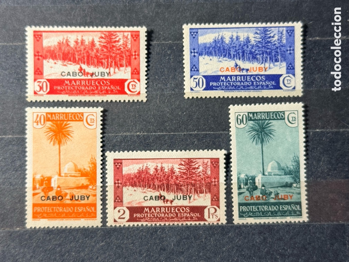 Sellos: Espa&ntilde;a. 1935/1936. II Rep&uacute;blica. Cabo Juby. Edifil 80/84. Nuevos *