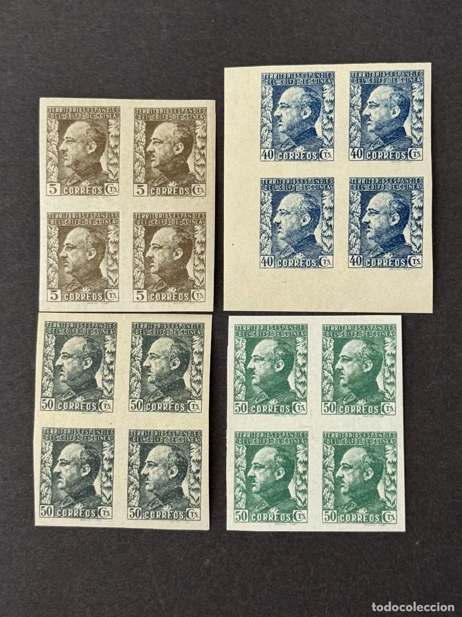 Selos: Guinea, General Franco, 1940, Edifil 260s al 263s, SIN DENTAR, bloque de 4, nuevos