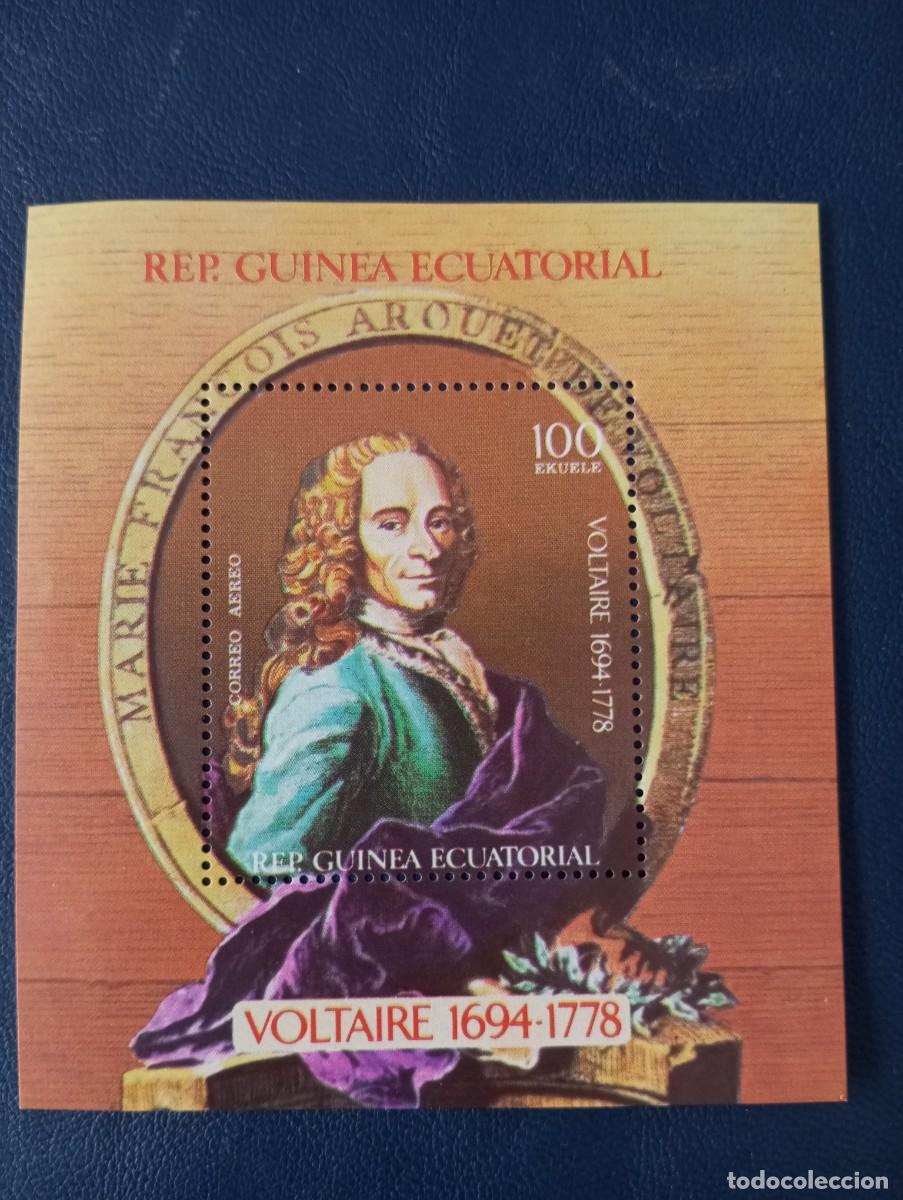 Selos: GUINEA ECUATORIAL, HOJA BLOQUE DE VOLTAIRE