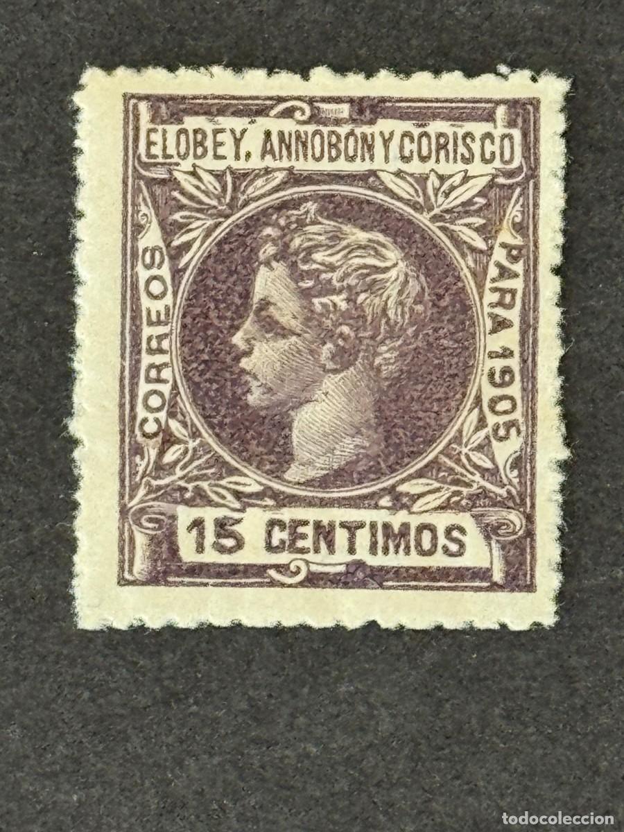 Francobolli: Elobey, Annob&oacute;n y Corisco, Alfonso XIII, 1905, Edifil 25N, MUESTRA A.000,000, nuevo con fijasellos