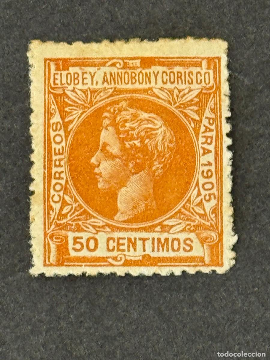 Francobolli: Elobey, Annob&oacute;n y Corisco, Alfonso XIII, 1905, Edifil 27N, MUESTRA A.000,000, nuevo con fijasellos