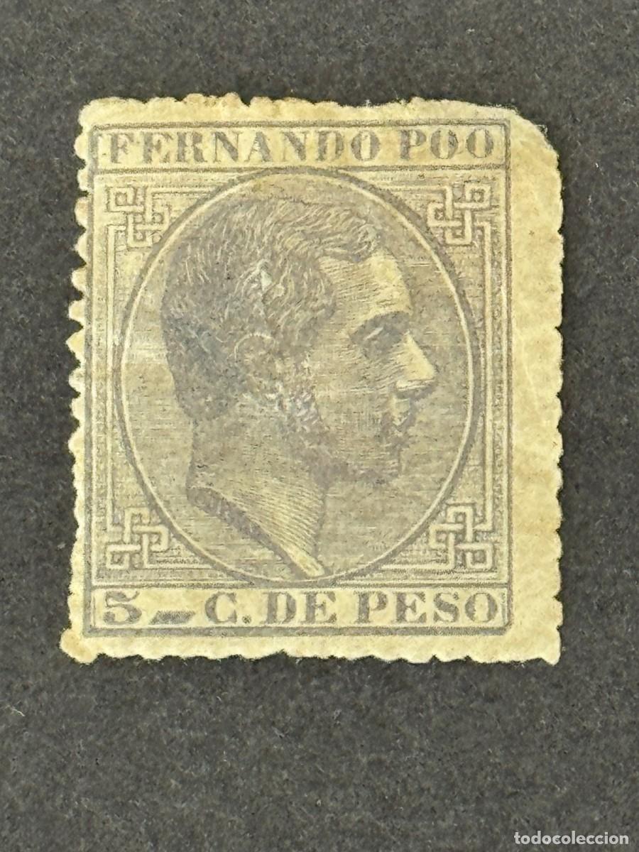 Sellos: Fernando Poo, Alfonso XII, 1882-1889, Edifil 7, nuevo con fijasellos