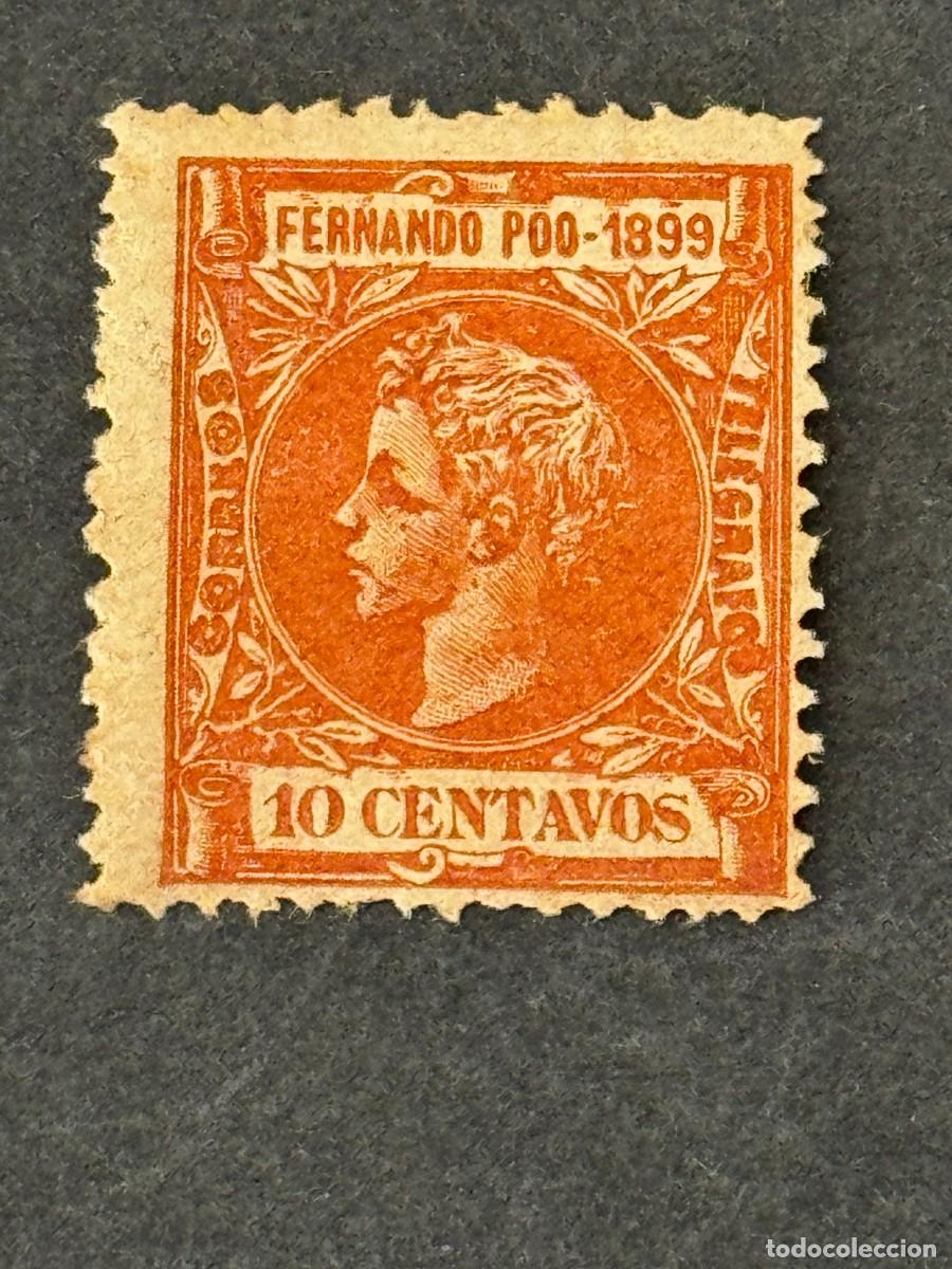 Sellos: Fernando Poo, Alfonso XIII, 1899, Edifil 62, nuevo con fijasellos