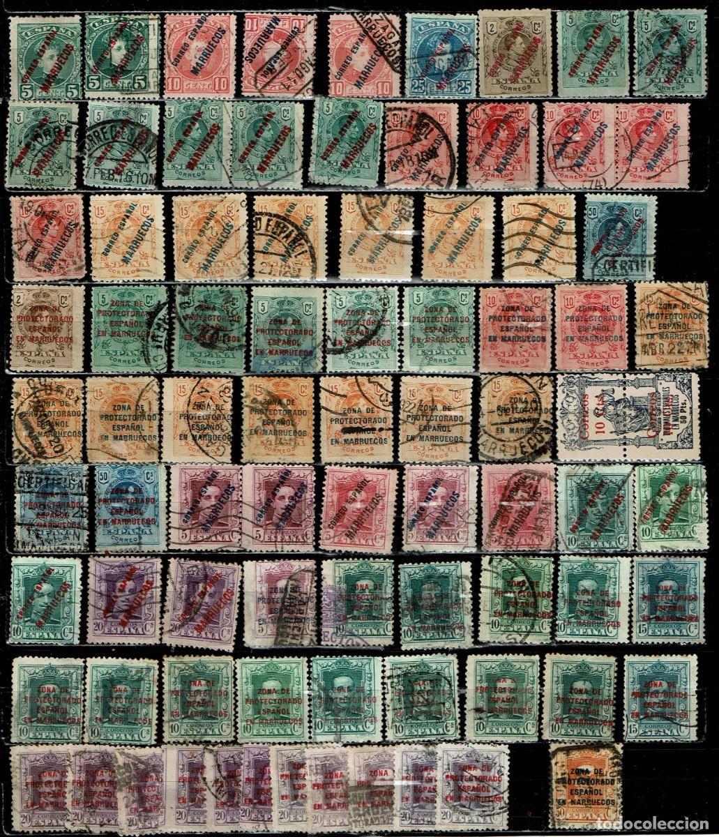 Sellos: SELECCI&Oacute;N 171 SELLOS USADOS DE MARRUECOS (696 CONTANDO REPETIDOS) DE LOS A&Ntilde;OS 1903 A 1957A
