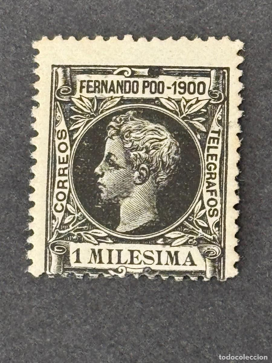 Sellos: Fernando Poo, Alfonso XIII, 1900, Edifil 74, nuevo con fijasellos