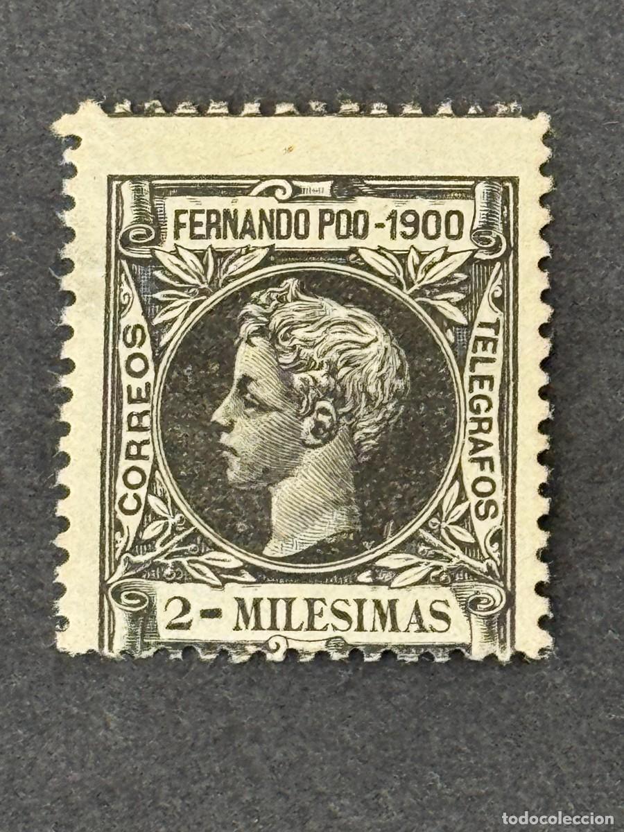 Sellos: Fernando Poo, Alfonso XIII, 1900, Edifil 75, nuevo con fijasellos