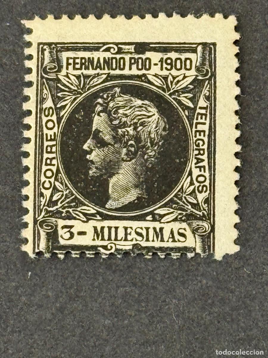 Sellos: Fernando Poo, Alfonso XIII, 1900, Edifil 76, nuevo con fijasellos
