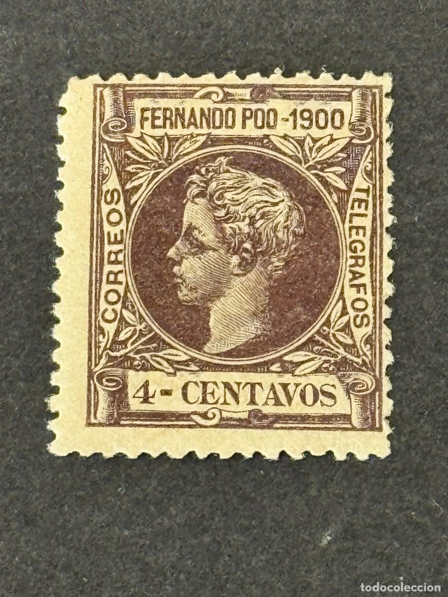 Sellos: Fernando Poo, Alfonso XIII, 1900, Edifil 82, nuevo con fijasellos