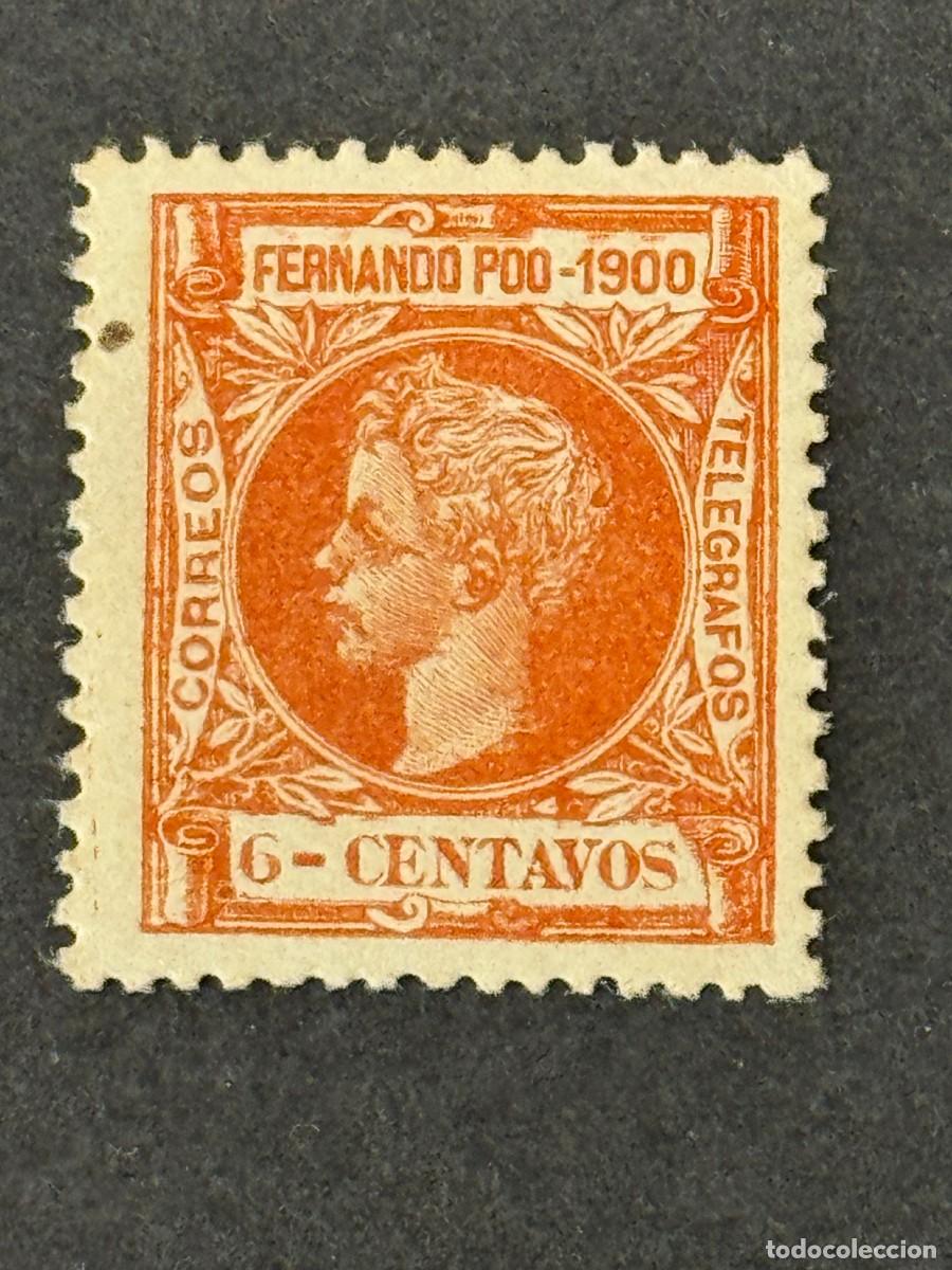 Sellos: Fernando Poo, Alfonso XIII, 1900, Edifil 84, nuevo con fijasellos
