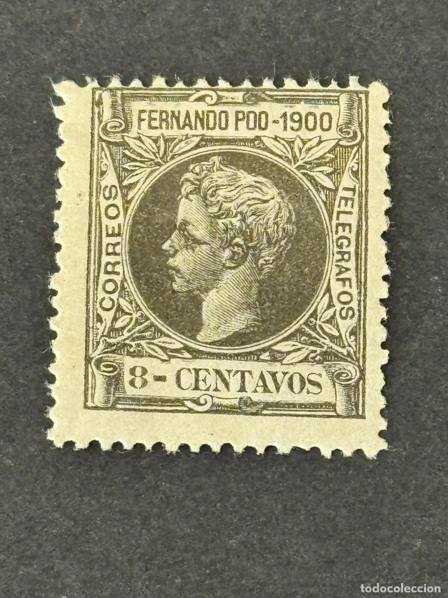 Sellos: Fernando Poo, Alfonso XIII, 1900, Edifil 85, nuevo con fijasellos