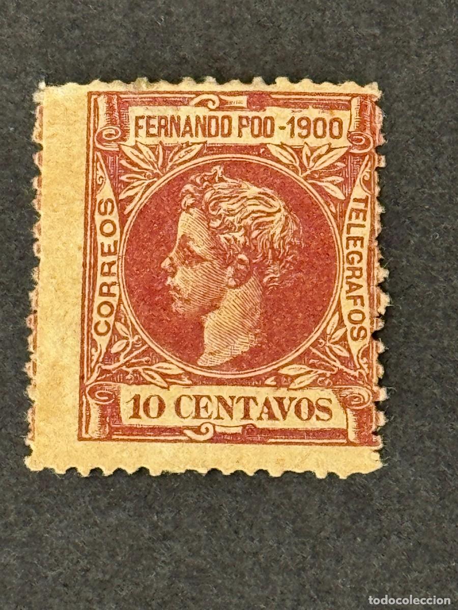 Sellos: Fernando Poo, Alfonso XIII, 1900, Edifil 86, nuevo con fijasellos