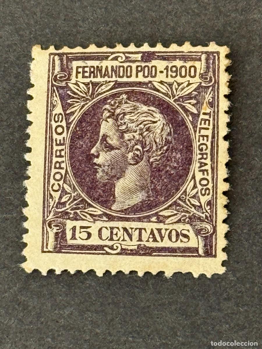 Sellos: Fernando Poo, Alfonso XIII, 1900, Edifil 87, nuevo con fijasellos