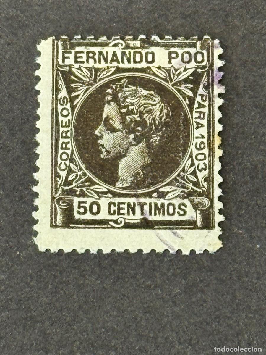 Sellos: Fernando Poo, Alfonso XIII, 1903, Edifil 128, usado