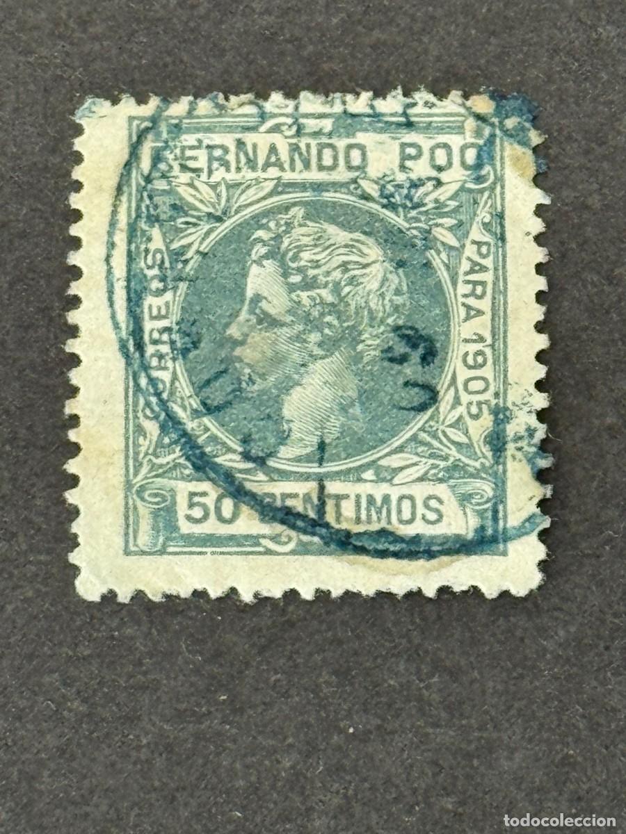 Sellos: Fernando Poo, Alfonso XIII, 1905, Edifil 144, usado