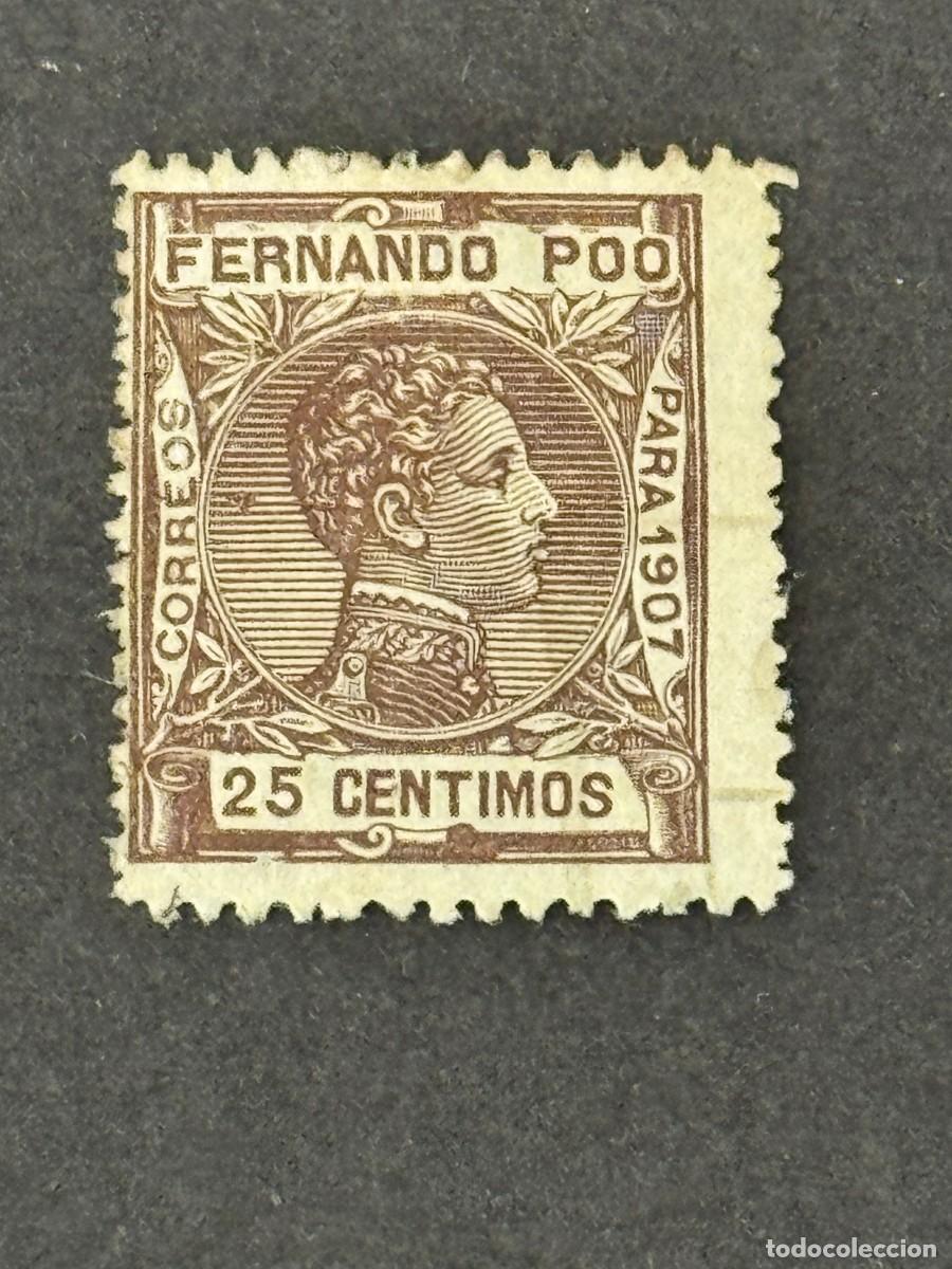 Sellos: Fernando Poo, Alfonso XIII, 1907, Edifil 159, usado
