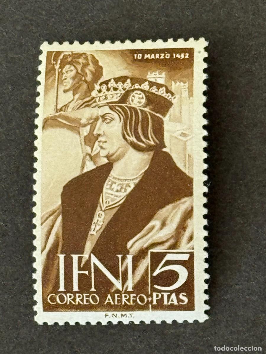 Sellos: Ifni, V Centenario del nacimiento de Fernando el Cat&oacute;lico, 1952, Edifil 82, nuevo con fijasellos