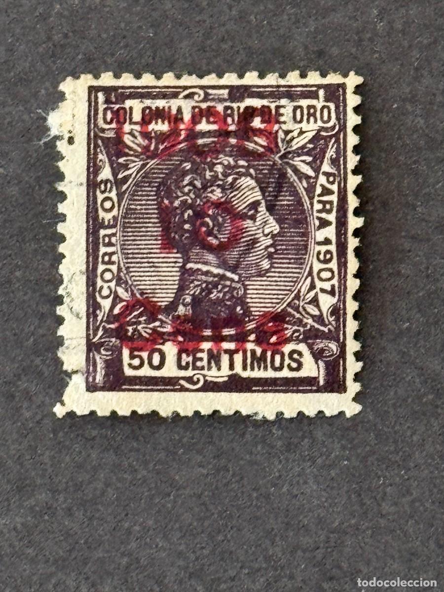 Sellos: Rio de Oro, Alfonso XIII, habilitado, 1908, Edifil 37, usado