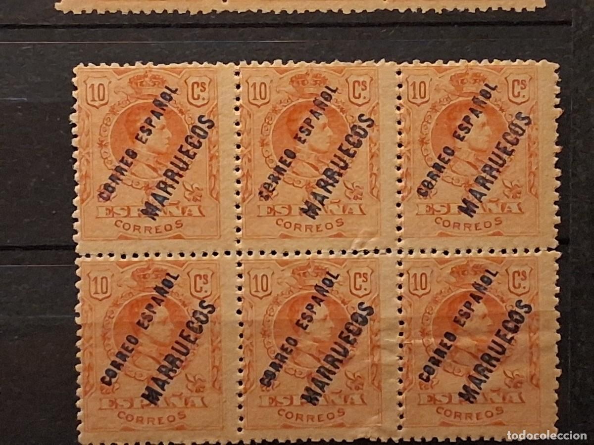 Sellos: ESPA&Ntilde;A, T&Aacute;NGER, 1909-1914, CAT.EDIFIL 3, DEL 269, BLOQ. DE 6, NUM. DORSO.