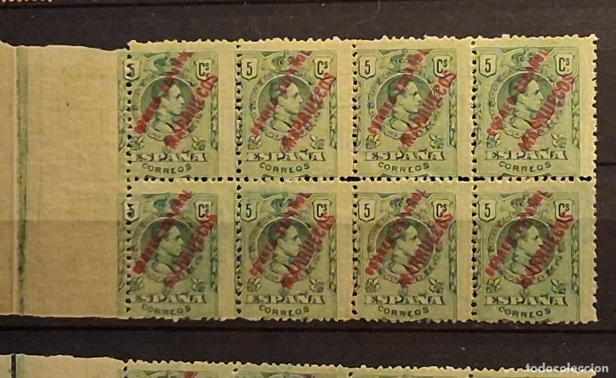 Sellos: ESPA&Ntilde;A, T&Aacute;NGER, 1909-1914, CAT.EDIFIL 2, DEL 268, BLOQ. DE 8 , NUM. DORSO. BORDE DE HOJA. DOBLADO