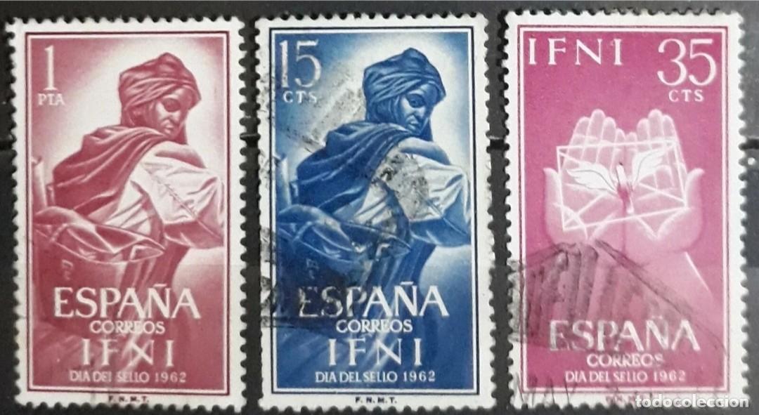 Sellos: IFNI 1962 D&iacute;a del sello. Edifil 190/192. Serie completa. USADO.
