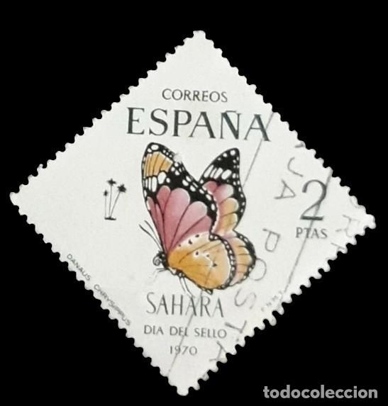 Sellos: SAHARA ESPA&Ntilde;OL 1970 D&iacute;a del sello - Mariposas. Edifil N.&ordm; 286. USADO.