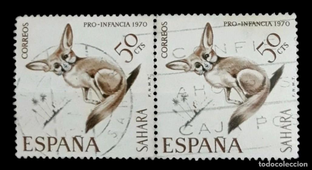 Sellos: S&Aacute;HARA ESPA&Ntilde;OL 1970 Pro-S&aacute;hara - Fauna. Edifil 279. PAREJA USADA.