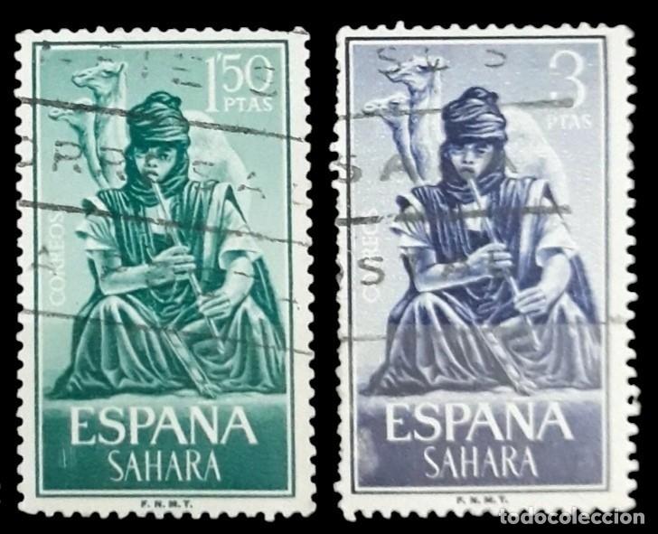 Sellos: S&Aacute;HARA ESPA&Ntilde;OL 1964 M&uacute;sicos Ind&iacute;genas. Edifil 232 - 234. USAD0.