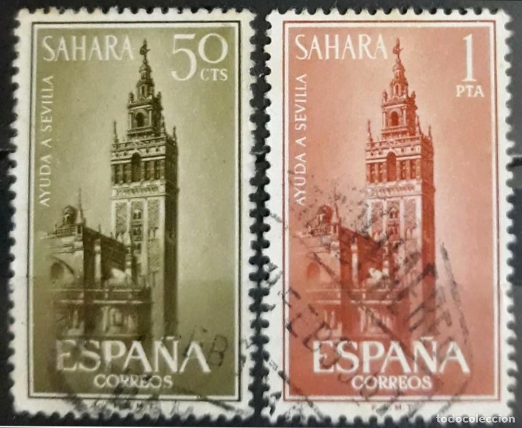 Sellos: S&Aacute;HARA ESPA&Ntilde;OL 1963 Ayuda a Sevilla. Edifil 215 - 216. USAD0.