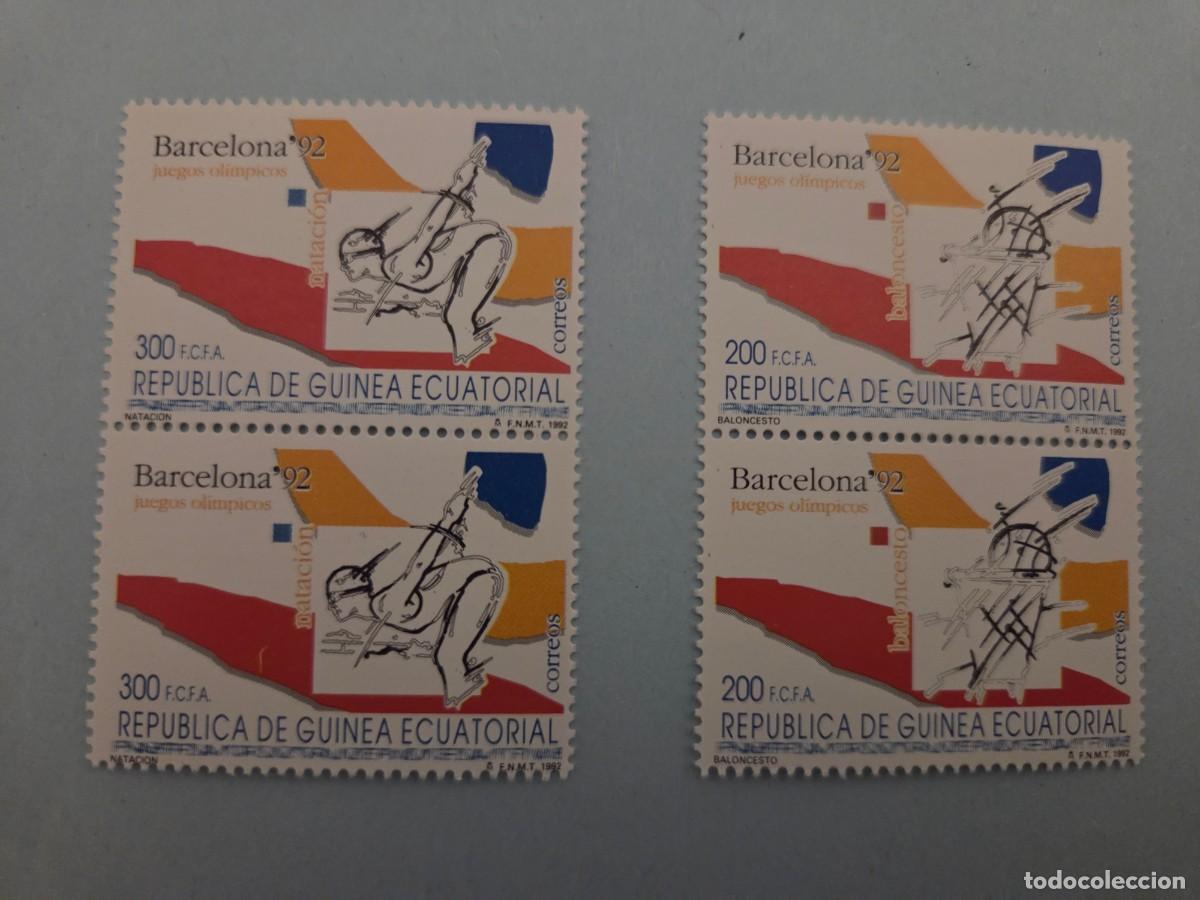 Sellos: Doble pareja sellos republica de Guinea Ecuatorial. Barcelona 92. 1992