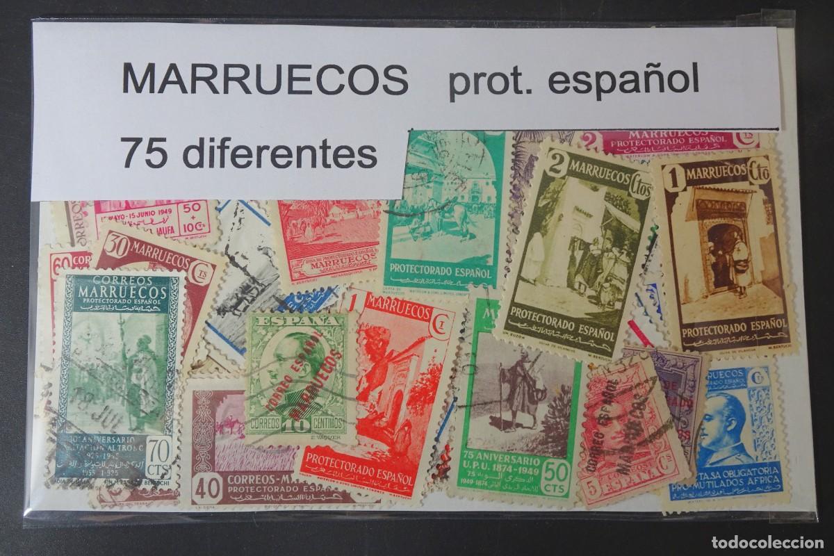Sellos: LOTE DE SELLOS PROTECTORADO ESPA&Ntilde;OL, 75 DIFERENTES, VER FOTOS