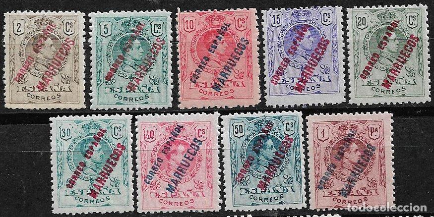 Sellos: T&aacute;nger 1909 Sellos de Espa&ntilde;a habilitados, Edifil N &ordm; 1 a 9 * * completa