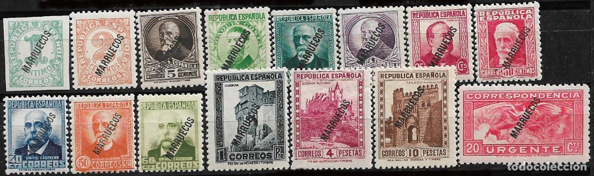 Sellos: T&aacute;nger 1923 Sellos de Espa&ntilde;a habilitados, Edifil N &ordm; 70 a 84 * * completa
