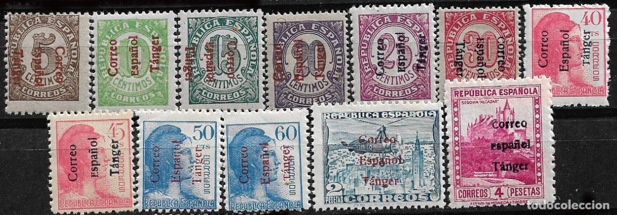 Sellos: T&aacute;nger 1938 Sellos de Espa&ntilde;a habilitados, Edifil N &ordm; 96 a 107 * * completa