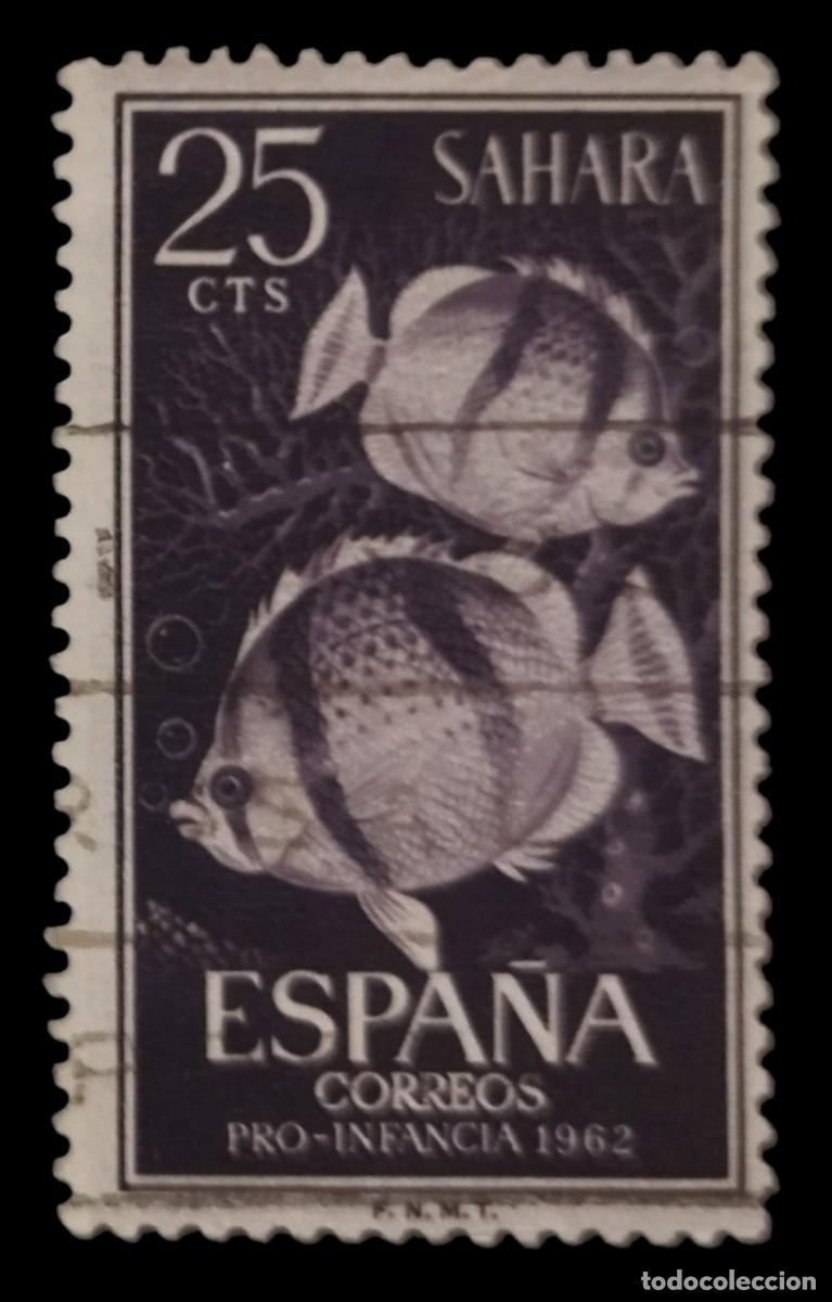 Sellos: S&Aacute;HARA ESPA&Ntilde;OL 1962 Pro infancia - Fauna Marina. Edifil 209. USADO.